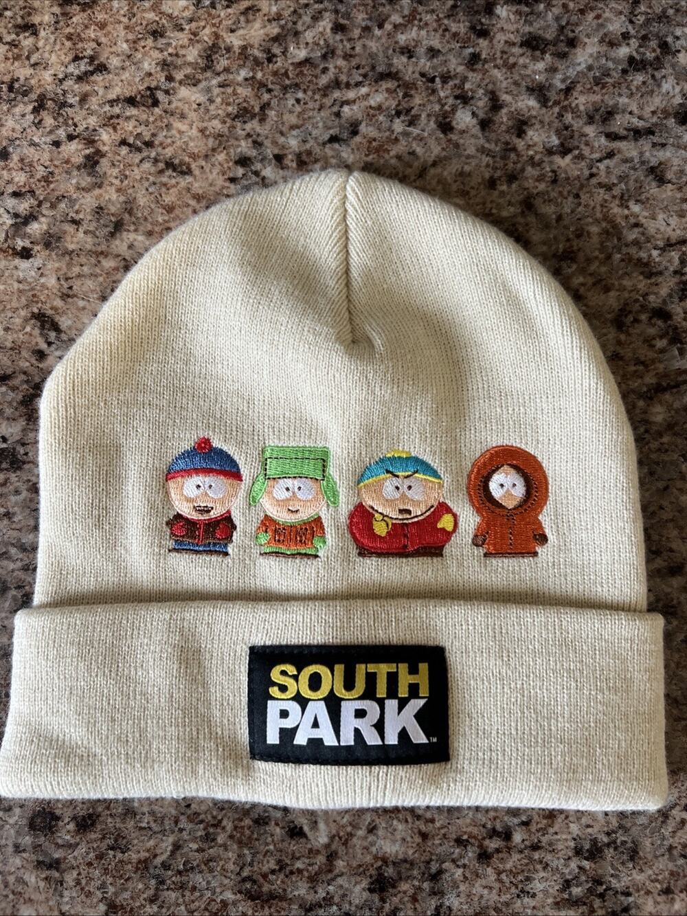 South Park Hat Beanie Logo Embroidered Tan Lightweight Stan Kenny Eric Kyle Soft
